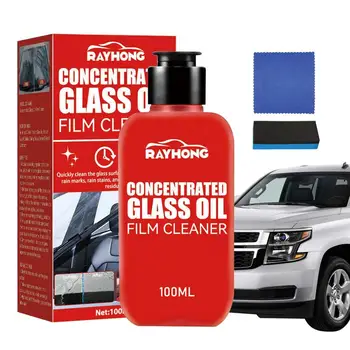 Препарат за почистване на автомобилни стъкла от маслената фолио, Крем за отстраняване на стъклена филм с помощта на гъба и кърпи от 100 мл, Крем за почистване на стъкла, Бързо и лесно се възстановява
