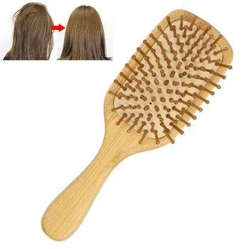 Гребен За Разнищване на Косата Bamboo Paddle Hair Brush Подобрява Текстурата на Косата Гребен за Разнищване на Косата с Бамбукова Четка за всички Видове Коса