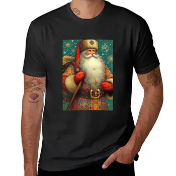 Тениска с Дядо Коледа, Славянски Коледа, Руски Коледа, тениска за момчета, черна тениска, мъжки ризи с графичен дизайн, големи и по-висока