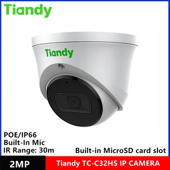 оригиналната марка Tiandy TC-C32HS 2-Мегапикселова Куполна IP камера Starlight IR30 с поддръжка на POE с растяжкой и функция на периметъра, Вграден Микрофон