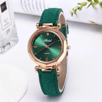 Луксозни Маркови модни ежедневни дамски часовник със зелен циферблат, кварцов часовник с кръгла кристал, прости реколта малки часовници Reloj Dama