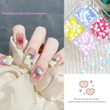 Двуцветен аксесоари за нокти-art, повторно използвани с Аксесоари за нокти-арт от смола Macaron Mini Колор Сърце за здраве и красота, цветни Аксесоари за нокти-арт от смола
