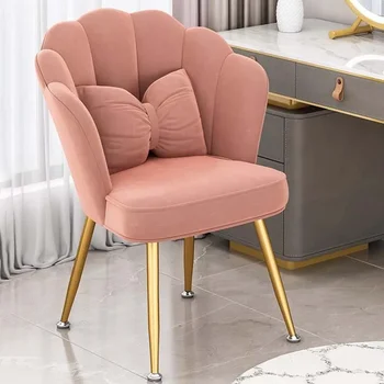 Зала за хранене на Розови трапезни столове, Луксозни Трапезни столове с тапицирана комфорт за очаквания Шезлонги на златни крака на Мебели за зала и ясли
