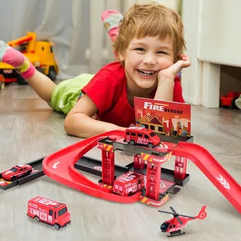 Детска пожарна кола, за противопожарни, Военна Домакински играчка за момчета, Подарък кутия, Модел на автомобила