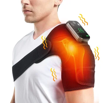Безжична масажор за рамото с топъл, горещ компрес, наколенник, превръзка за подкрепа на лакът, вибриращ масаж, терапия на болката при артрит