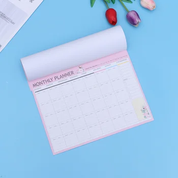 Месечен планер, декоративен органайзер формат А4, календар-график, бележник с бонбони, седмичен дневник, бележник за водене на бележки (случаен цвят)