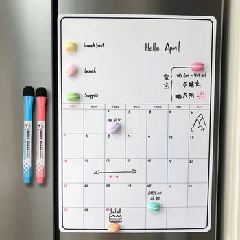 Магнитен набор от месечни календари, сухо изтриване, Магнитна Бяла дъска, Седмичен, Органайзер за продукти за хладилник, Кухненски приспособления