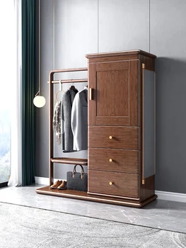 Нов външен шкафче от масивно орехово дърво в китайски стил, закачалка за дрехи