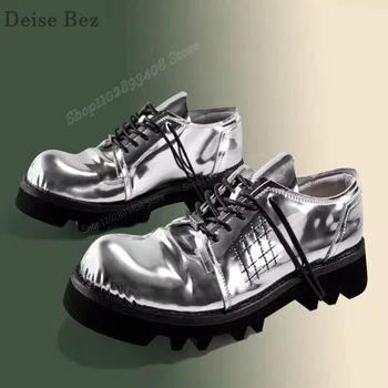 Мъжки Ежедневни обувки Sliver в стръмен стил, с блестящ Кръг пръсти дантела, Нов Дизайн, Дамски обувки на равна подметка, Мода 2023 г., Zapatos Para Mujere