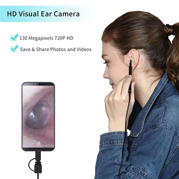 Инструмент за премахване на ушна кал, Чисти ушите с камера, Безжична Отоскоп със светлината, Определени за премахване на ушна кал за iPhone, iPad