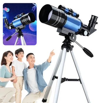 Телескоп за възрастни и деца, астрономически рефракционный телескоп със статив и визьор, туристически телескоп за начинаещи астрономи