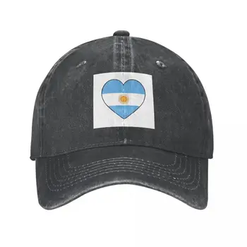 Аржентински флаг, сърца, върху обикновен бял ковбойской шапка, маркови мъжки шапки, бейзболна шапка с див топка, шапка за момче, дамска шапка