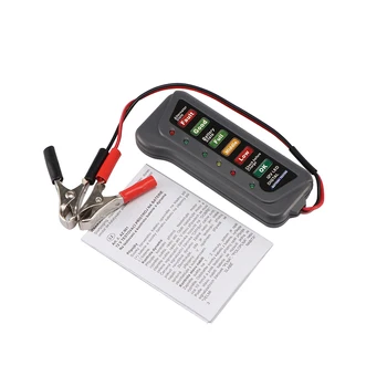 Тестер за зареждане на батерията Дигитален тестер капацитет за проверка на източника на захранване на батерията 12 Тестер Измервателен уред с 6 led индикатора,