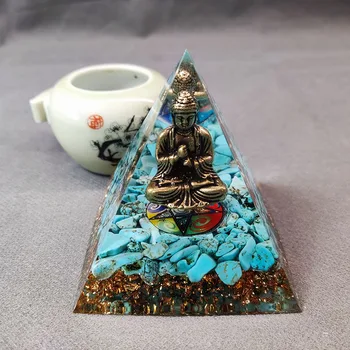 Пирамидални кристали оргонита от естествен камък, 6 см, генератор на енергия Оргона, Лечебните украса за медитация чакра на Рейки, начало декор, занаяти
