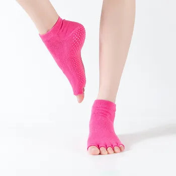 Дамски чорапи с пет чорапи, без табли за йога, дишащи-мини силиконови спортни чорапи за пилатес, гимнастически туфли за фитнес, танцови