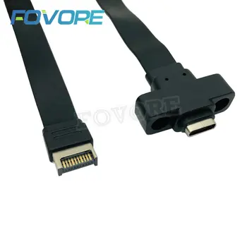 USB конектори 3.1 Удължител на предния панел от Тип E до Тип C Поколение 2 10 Gbit/с Вътрешен Кабел-адаптер с 2 Винта 30 см/50 см/80 см