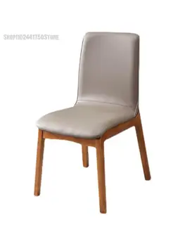 Трапезария стол от масивно дърво в скандинавски стил, Модерен прост Луксозен ресторант, Стол за възрастни с облегалка, Малък семеен стол от микрофибър