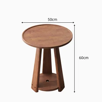 Приставной масичка за мека мебел от масивно дърво, малка масичка за кафе, кръгла маса