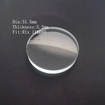 Гъст, 5,5 мм, Диаметър 31,5 мм, Прозрачно минерално часово стъкло за механични часовници RLX 44 мм 116660