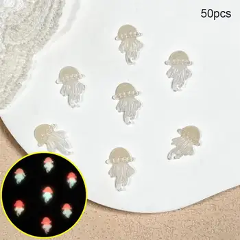SMD дизайн, двуцветен светещ стикер за нокти под формата на медузи, водоустойчив и траен декорации за нокти под формата на светещи медузи, лесни за използване