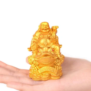 Статуетка на Жаба Буда Майтрейя, Щастлива Китайска Монета на фън шуй, Статуетка на Жаба за Привличане на Късмет и Богатство за Офиса, Дома, за Подарък
