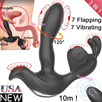 Дистанционно анален вибратор за масаж мъжки простатата, 10 Скорости, Пръстен за забавяне на еякулацията Тестисите, Стимулиране на анальную корк, секс-играчки за възрастни 18