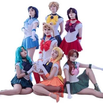 Аниме Sailor Moon Костюми за cosplay Аниме Фигурно рокля Vestido Костюми за Хелоуин Костюм за жени Перука Облекло Loli Униформи за партита
