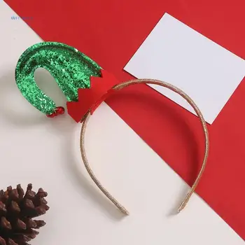 Мини панделка за коса под формата на шапката на Дядо Коледа с пайети, излъчването на живо Коледно парти за възрастни