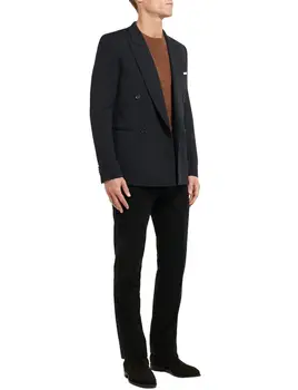 Мъжки костюм Двубортный блейзър с ревера на две части, комплект панталон