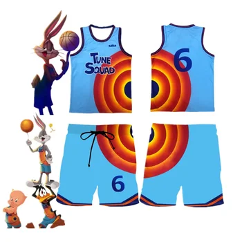 Детски трикотажный жилетка Movie баскетбол, риза, къси панталони, костюм за cosplay James Tune Squad, лятна мода спортни дрехи за момчета и момичета