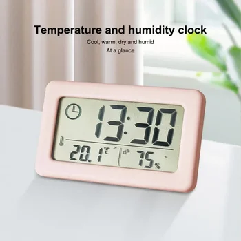 Digital alarm clock, домашен термометър, батерии, настолен календар с температура на горивото, влагомер, Дата, часовник