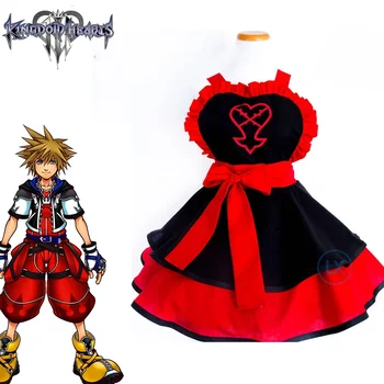 Аниме Kingdom Hearts Cosplay костюм Сора Лолита Рокля Кимоно, Пълен комплект без ръкави, Зашити на поръчка дамски дрехи за момичета на Хелоуин
