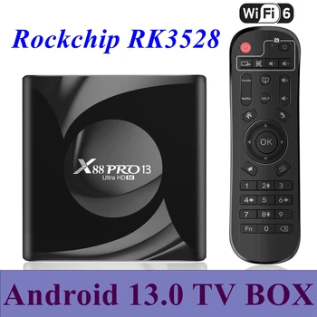 Android 13,0 TV Box X88 Pro 13 RK3528 Четириядрен 2G/ 16G 4G / 32G 64G 2,4 G 5G Двойна WIFI 6 BT5.0 H. 265 8K UHD Смарт медиа плейър