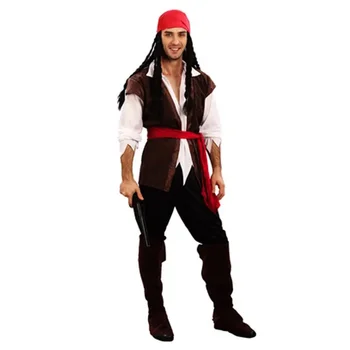 Мъжки костюм на пират, пиратски капитан, Хелоуин, парти, карнавал, Mardi Gras, Фантазия, cosplay