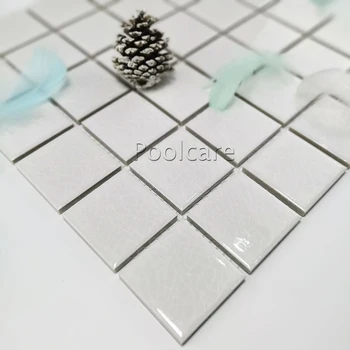 Класически порцелан Сиво квадратно стъкло Керамични басейн с диамант глазура мозайка, плочки за пода на банята