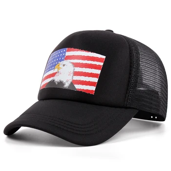 Новата модерна бейзболна шапка с дишаща мрежа с флага на САЩ, мъжка бейзболна шапка с бродерия на Орел за мъже и жени, спортна шапка за шофьори на камиони на открито, възстановяване на предишното положение