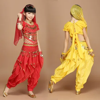 Детски Индийски танцов костюм, рокля за танци за момичета, Болливудские танцови костюми, облекла за детски изпълнения в стил денс 18