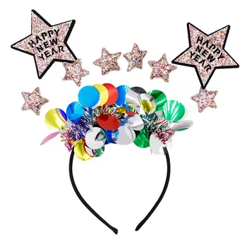 Превръзка на главата със звезда ПЕСЕНАР, шапки с пайети под формата на петолъчна звезда, парти HappyNewYear, Парти в навечерието на Нова година Коледна цветна превръзка на главата tide