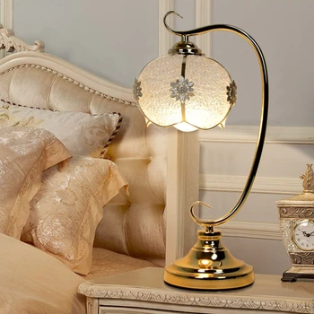 Настолна лампа в европейски стил, нощна лампа за спални, сватбена креативната led настолна лампа с регулируема яркост за защита на очите