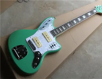 Електрическа китара Jaguar карамельно-зелен цвят, звукосниматель P90, лешояд от явор, цвят на корпуса глави, реколта копчета, фабрична доставка по поръчка