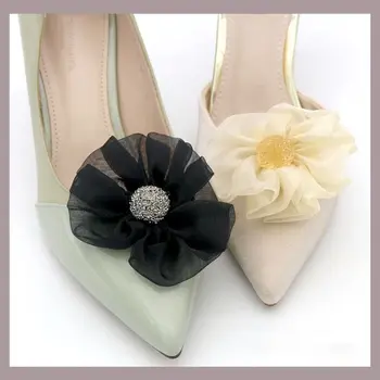 1 чифт копринени цветни декоративни щипки за обувки, Очарователен Ключалката, Сватбени Цветя за обувки на Булката, Украса на висок ток, Аксесоари