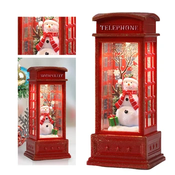 Коледен декор телефонна кабина Led окачен лампа Британската телефонна будка на захранван с батерии Стабилна конструкция за деца и възрастни