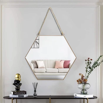 Декоративно огледало във формата на шестоъгълник, Подвесное огледало за грим, Тоалетно огледало в банята,