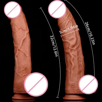 Реалистичен мек пенис Вибратор От естествена кожа Пълзяща препуциума точка G Влагалището Анален мастурбация Издънка на Секс-играчки за възрастни, за жените Мъж