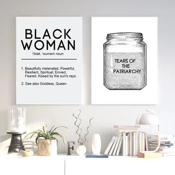 Определение от черни жени: Поставяйте себе си на първо място, да обичаш Себе си, феминистки, позитивно момиче, Стенни рисунки, платно, живопис, Начало декор, Без рамка