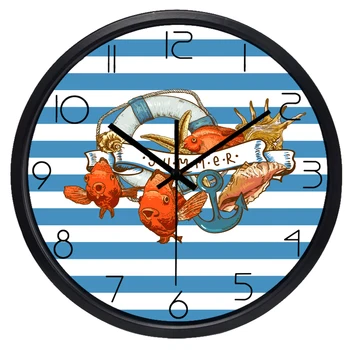 Стъклени Стенни Часовници за всекидневна с Риба Средиземно Море 12/14 инча