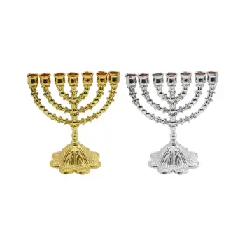 Свещници във формата на Ханука и меноры, еврейски свещник с височина 17 см, свещ със 7 клона.