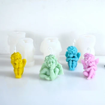 Силиконови форми за свещи Angel, мини-форма за свещи, Сладки ангелочки ръчно изработени сувенири за празнични партита