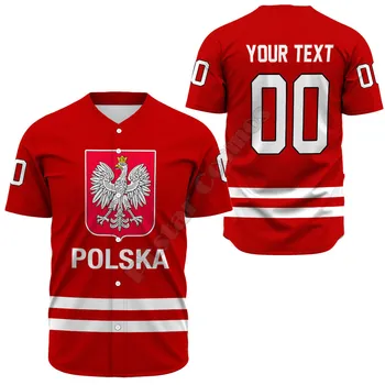 Потребителско име Полша, стил хокей тениски, Бейзболни фланелки, бейзболна риза, Мъжка риза с 3D принтом, Ежедневни ризи, блузи в стил хип-хоп