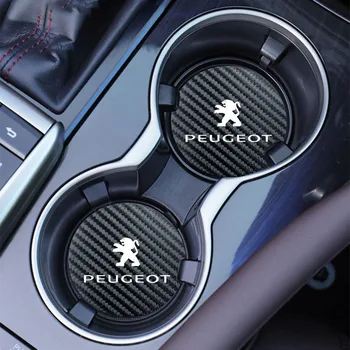 2 елемента Кожена подложка за каботажните Емблемата на колата Възглавница за чаши вода за Peugeot 206 307 308 3008 207 208 407 408 508 2008 5008 107 106 205